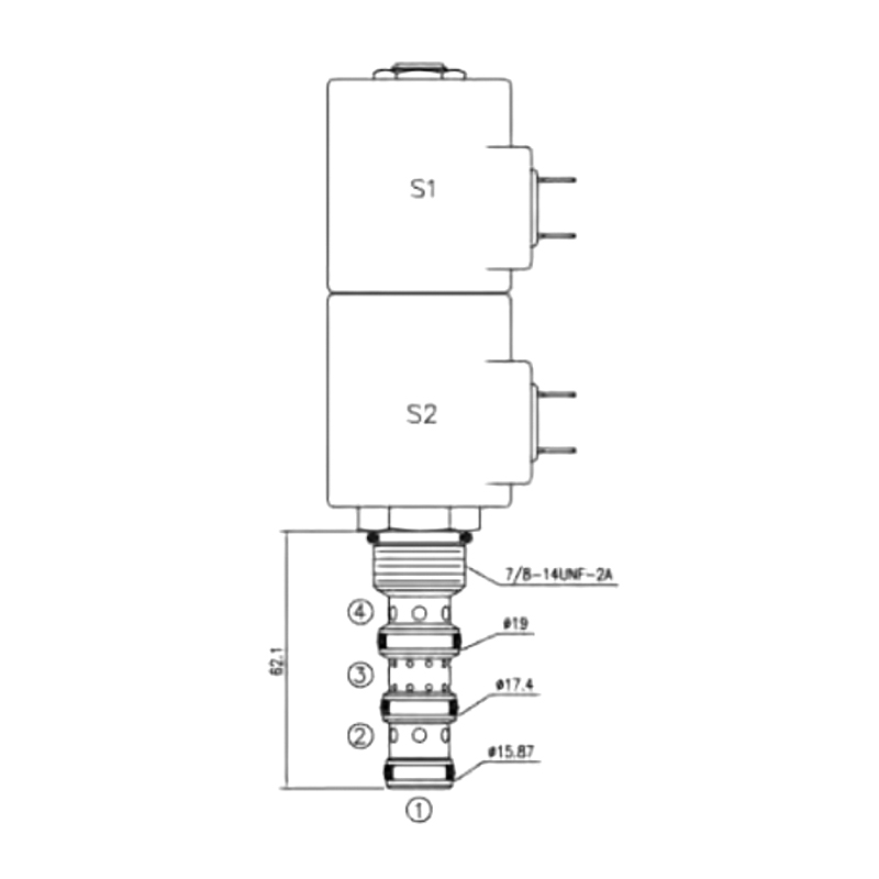 4-Way 3-Position Hydraulic Solenoid Cartridge Valve
