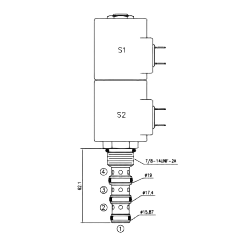 4-Way 3-Position Hydraulic Solenoid Cartridge Valve