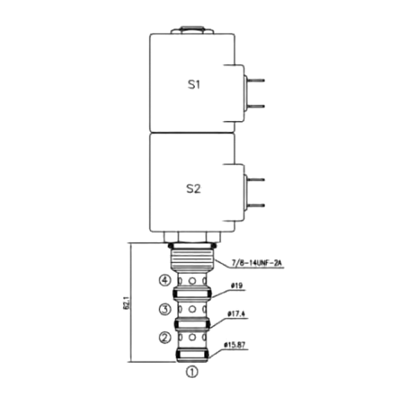 4-Way 3-Position Hydraulic Solenoid Cartridge Valve