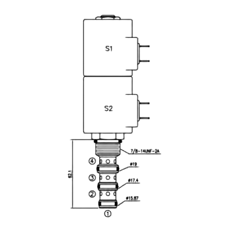 4-Way 3-Position Hydraulic Solenoid Cartridge Valve