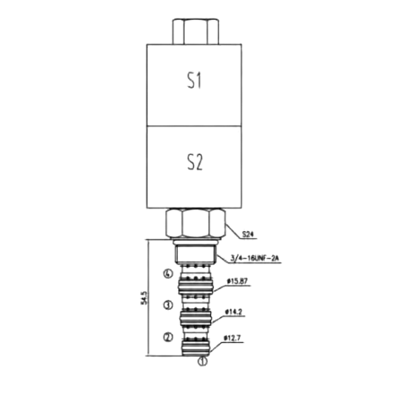 4-Way 3-Position Hydraulic Solenoid Cartridge Valve