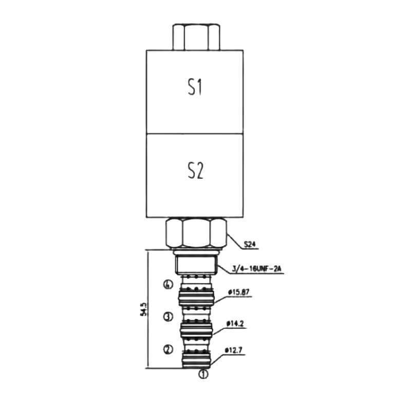 4-Way 3-Position Hydraulic Solenoid Cartridge Valve